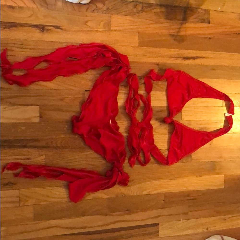 Red wrap around festival outfit